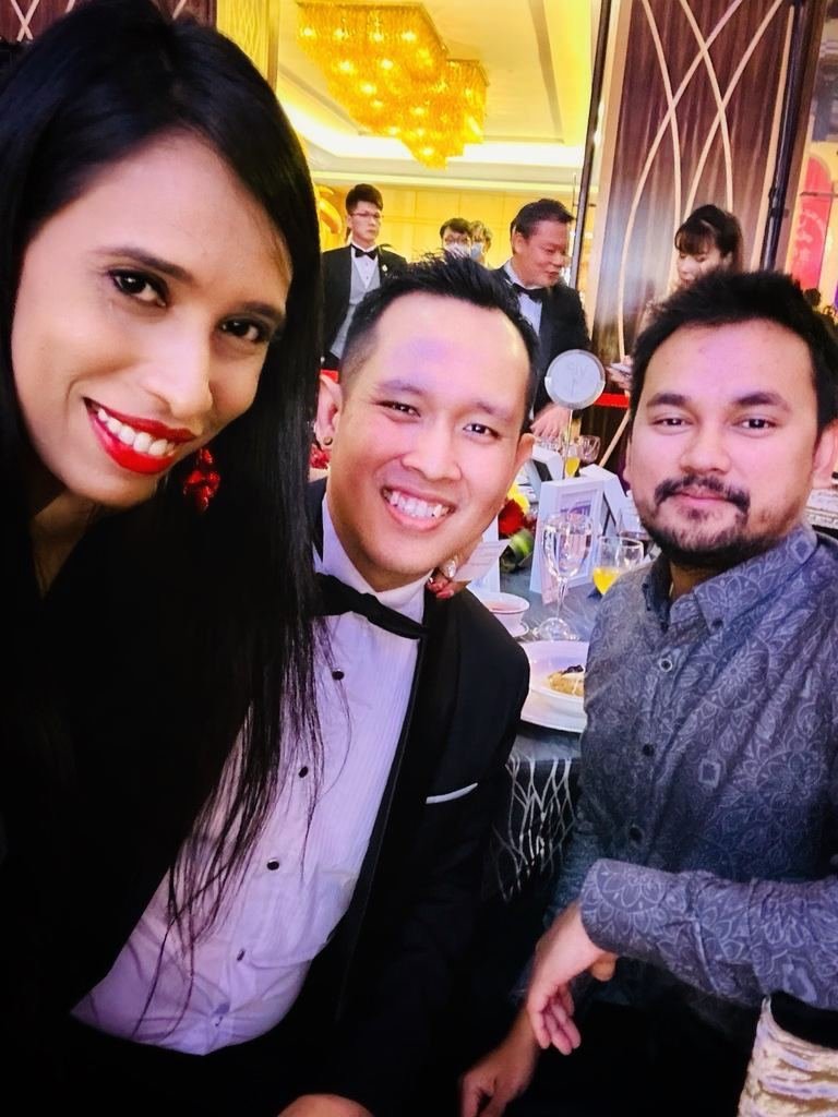 At an industry event with clients